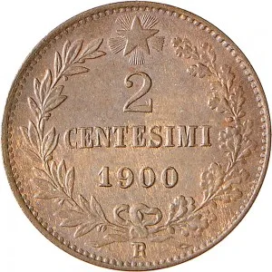Umberto I di Savoia 1878 1900 Regno d'Italia 2 centesimi