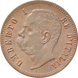 Umberto I di Savoia 1878 1900 Regno d'Italia 2 centesimi
