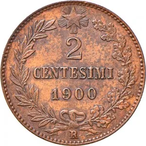 Umberto I di Savoia 1878 1900 Regno d'Italia 2 centesimi