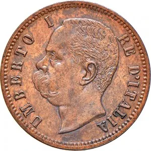 Umberto I di Savoia 1878 1900 Regno d'Italia 2 centesimi