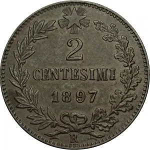 Umberto I di Savoia 1878 1900 Regno d'Italia 2 centesimi