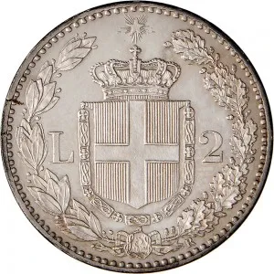 Umberto I di Savoia 1878 1900 Regno d'Italia 2 lire