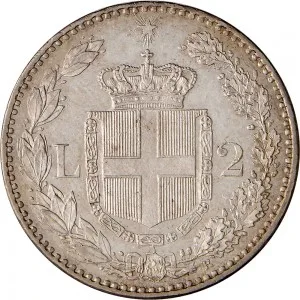 Umberto I di Savoia 1878 1900 Regno d'Italia 2 lire
