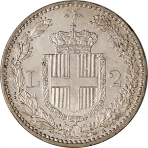 Umberto I di Savoia 1878 1900 Regno d'Italia 2 lire