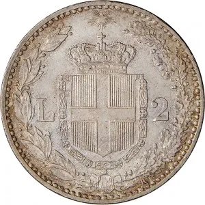 Umberto I di Savoia 1878 1900 Regno d'Italia 2 lire