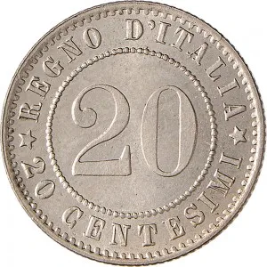 Umberto I di Savoia 1878 1900 Regno d'Italia 20 centesimi