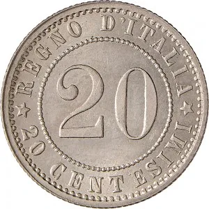 Umberto I di Savoia 1878 1900 Regno d'Italia 20 centesimi