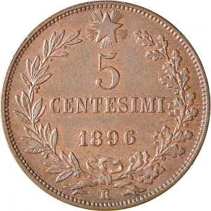 Umberto I di Savoia 1878 1900 Regno d'Italia 5 centesimi