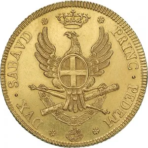 Vittorio Amedeo III di Savoia 1773 1796 Regno di Sardegna Carlino da 5 doppie 1786 Aquila spiegata 40 41 mm 45,41 45,74 g Au rovescio