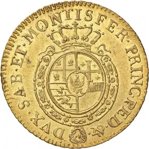 Vittorio Amedeo III di Savoia 1773 1796 Regno di Sardegna Doppia da 4 scudi 1773 1784 Scudo rotondo 1 tipo 28 mm 9,56 9,62 g Au rovescio