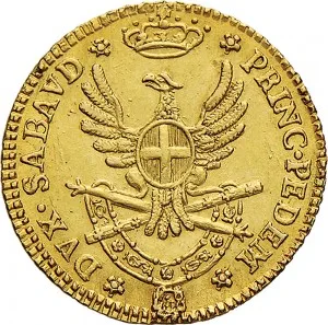 Vittorio Amedeo III di Savoia 1773 1796 Regno di Sardegna Mezza doppia da 2 scudi 1786 1796 Aquila spiegata 2 tipo 20 21 mm 4,45 4,58 g Au rovescio