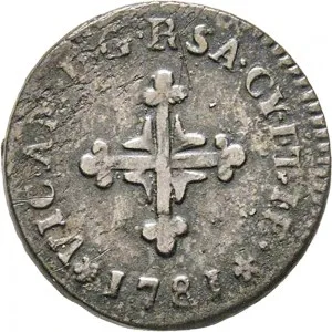 Vittorio Amedeo III di Savoia 1773 1796 Regno di Sardegna Mezzo soldo da 6 denari 1780 1789 Cifre del sovrano 17 18 mm 1,56 1,90 g Mi dritto