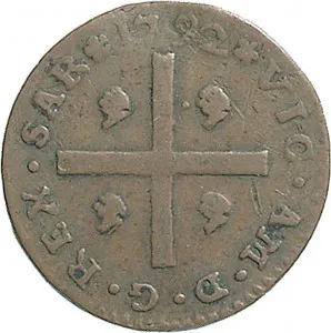 Vittorio Amedeo III di Savoia 1773 1796 Regno di Sardegna Monetazione per la Sardegna Cagliarese da 2 denari 1788 1792 Nodo d'amore 17 18 mm 1,82 2,15 g Cu dritto