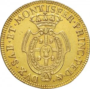 Vittorio Amedeo III di Savoia 1773 1796 Regno di Sardegna Monetazione per la Sardegna Mezzo carlino da 2,5 doppiette 1773 1774 Scudo ovale a cartoccio 26 27 mm 7,93 8,01 g Au rovescio