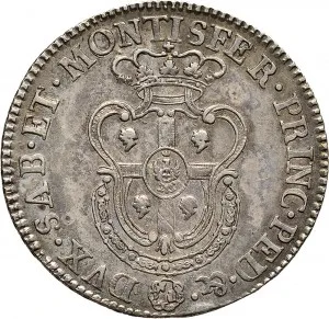 Vittorio Amedeo III di Savoia 1773 1796 Regno di Sardegna Monetazione per la Sardegna Mezzo scudo da 5 reali 1773 1793 Scudo a cartoccio 33 34 mm 11,32 11,69 g Ag rovescio