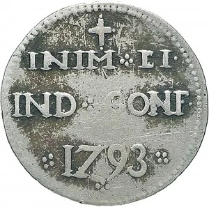 Vittorio Amedeo III di Savoia 1773 1796 Regno di Sardegna Monetazione per la Sardegna Reale da 5 soldi 1793 1796 Iscrizione 2 tipo 23 24 mm 2,30 3,83 g Mi rovescio