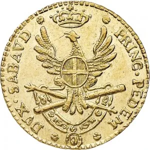 Vittorio Amedeo III di Savoia 1773 1796 Regno di Sardegna Quarto di doppia 1786 Aquila spiegata 2 tipo 18 mm 2,26 2,31 g Au rovescio