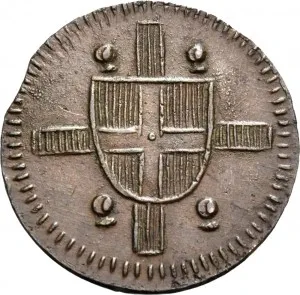 Vittorio Emanuele I di Savoia 1802 1821 Regno di Sardegna Monetazione per la Sardegna 3 cagliaresi da sei denari 1813 Valore 2 tipo 23 mm 3,98 5,94 g Cu dritto