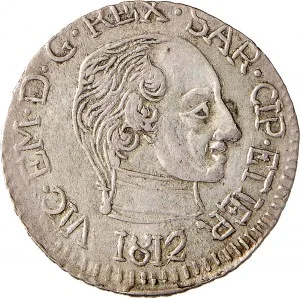 Vittorio Emanuele I di Savoia 1802 1821 Regno di Sardegna Monetazione per la Sardegna Reale da 5 soldi 1812 Scudo semirotondo 3 tipo 23 mm 5,02 g Mi dritto