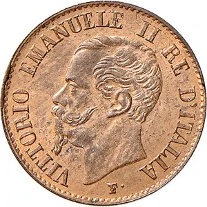 Vittorio Emanuele II di Savoia 1861 1878 Regno d'Italia 1 centesimo 1861 1867 Valore entro semicorona di alloro e quercia 15 mm 1,00 1,02 g dritto