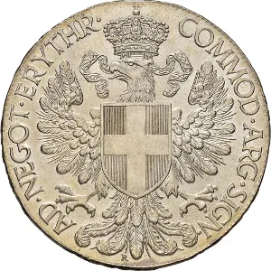 Vittorio Emanuele III di Savoia 1900 1936 Re Colonia Eritrea Tallero d'Italia 1918 Aquila spiegata 40 mm 27,997 28,137 g Ag rovescio