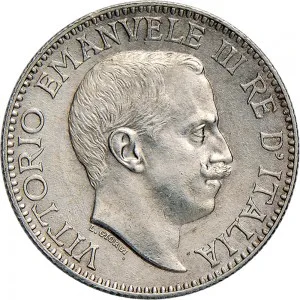 Vittorio Emanuele III di Savoia 1900 1936 Re Somalia Italiana Periodo anteriore alla riforma monetaria del 1925 Mezza rupia 1910 1919 Valore 24 mm 5,759 5,847 g Ag dritto