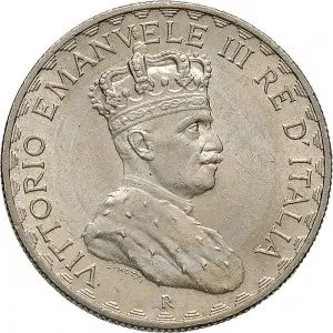 Vittorio Emanuele III di Savoia 1900 1936 Re Somalia Italiana Periodo posteriore alla riforma monetaria del 1925 10 lire 1925 Scudo a cuore 28 mm 11,94 12,06 g Ag dritto