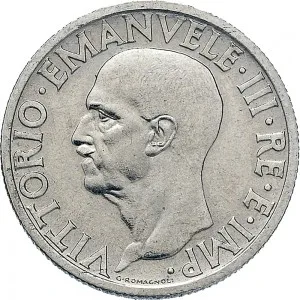 Vittorio Emanuele III di Savoia 1936 1943 Re e Imperatore Regno d'Italia 1 lira