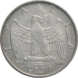 Vittorio Emanuele III di Savoia 1936 1943 Re e Imperatore Regno d'Italia 1 lira