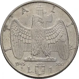 Vittorio Emanuele III di Savoia 1936 1943 Re e Imperatore Regno d'Italia 1 lira