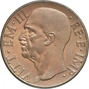 Vittorio Emanuele III di Savoia 1936 1943 Re e Imperatore Regno d'Italia 10 Centesimi