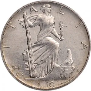 Vittorio Emanuele III di Savoia 1936 1943 Re e Imperatore Regno d'Italia 10 lire