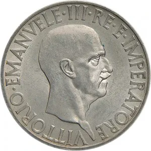 Vittorio Emanuele III di Savoia 1936 1943 Re e Imperatore Regno d'Italia 10 lire 1936 Anno XIV 1941 Anno XX Italia marinara 27 mm 9,452 10,050 g Ag dritto