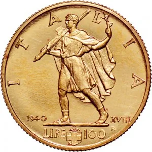 Vittorio Emanuele III di Savoia 1936 1943 Re e Imperatore Regno d'Italia 100 lire