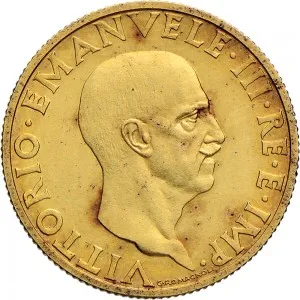 Vittorio Emanuele III di Savoia 1936 1943 Re e Imperatore Regno d'Italia 100 lire 1936 Anno XIV Littore 1 tipo 23,5 mm 8,742 8,812 g Au dritto