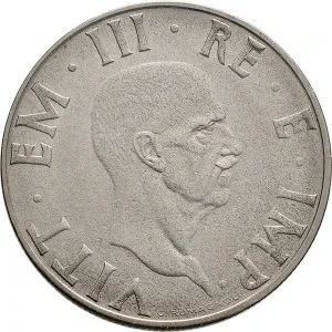 Vittorio Emanuele III di Savoia 1936 1943 Re e Imperatore Regno d'Italia 2 lire