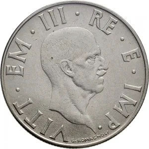Vittorio Emanuele III di Savoia 1936 1943 Re e Imperatore Regno d'Italia 2 lire