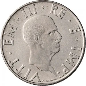 Vittorio Emanuele III di Savoia 1936 1943 Re e Imperatore Regno d'Italia 2 lire