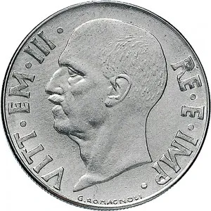 Vittorio Emanuele III di Savoia 1936 1943 Re e Imperatore Regno d'Italia 20 centesimi