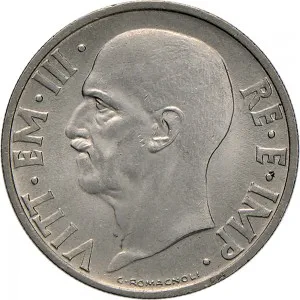 Vittorio Emanuele III di Savoia 1936 1943 Re e Imperatore Regno d'Italia 20 centesimi 1936 Anno XIV 1938 Anno XVII Italia fascista 1 tipo 21,5 mm 3,96 4,04 g Ni dritto