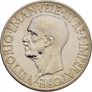 Vittorio Emanuele III di Savoia 1936 1943 Re e Imperatore Regno d'Italia 20 lire