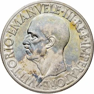 Vittorio Emanuele III di Savoia 1936 1943 Re e Imperatore Regno d'Italia 20 lire