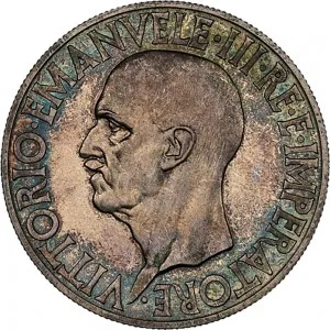 Vittorio Emanuele III di Savoia 1936 1943 Re e Imperatore Regno d'Italia 20 lire