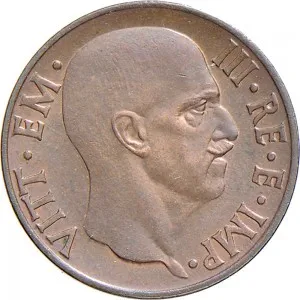 Vittorio Emanuele III di Savoia 1936 1943 Re e Imperatore Regno d'Italia 5 centesimi 1936 Anno XIV 1939 Anno XVII Aquila romana 1 tipo 19,5 mm 3,202 3,298 g dritto