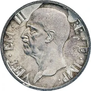 Vittorio Emanuele III di Savoia 1936 1943 Re e Imperatore Regno d'Italia 5 lire