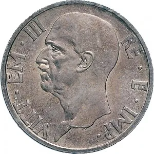 Vittorio Emanuele III di Savoia 1936 1943 Re e Imperatore Regno d'Italia 5 lire