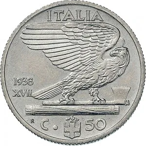 Vittorio Emanuele III di Savoia 1936 1943 Re e Imperatore Regno d'Italia 50 centesimi
