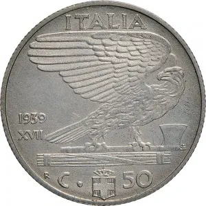 Vittorio Emanuele III di Savoia 1936 1943 Re e Imperatore Regno d'Italia 50 centesimi