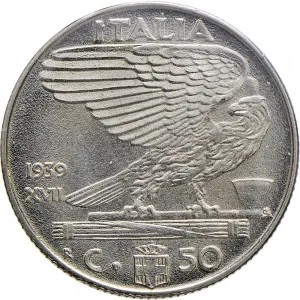 Vittorio Emanuele III di Savoia 1936 1943 Re e Imperatore Regno d'Italia 50 centesimi